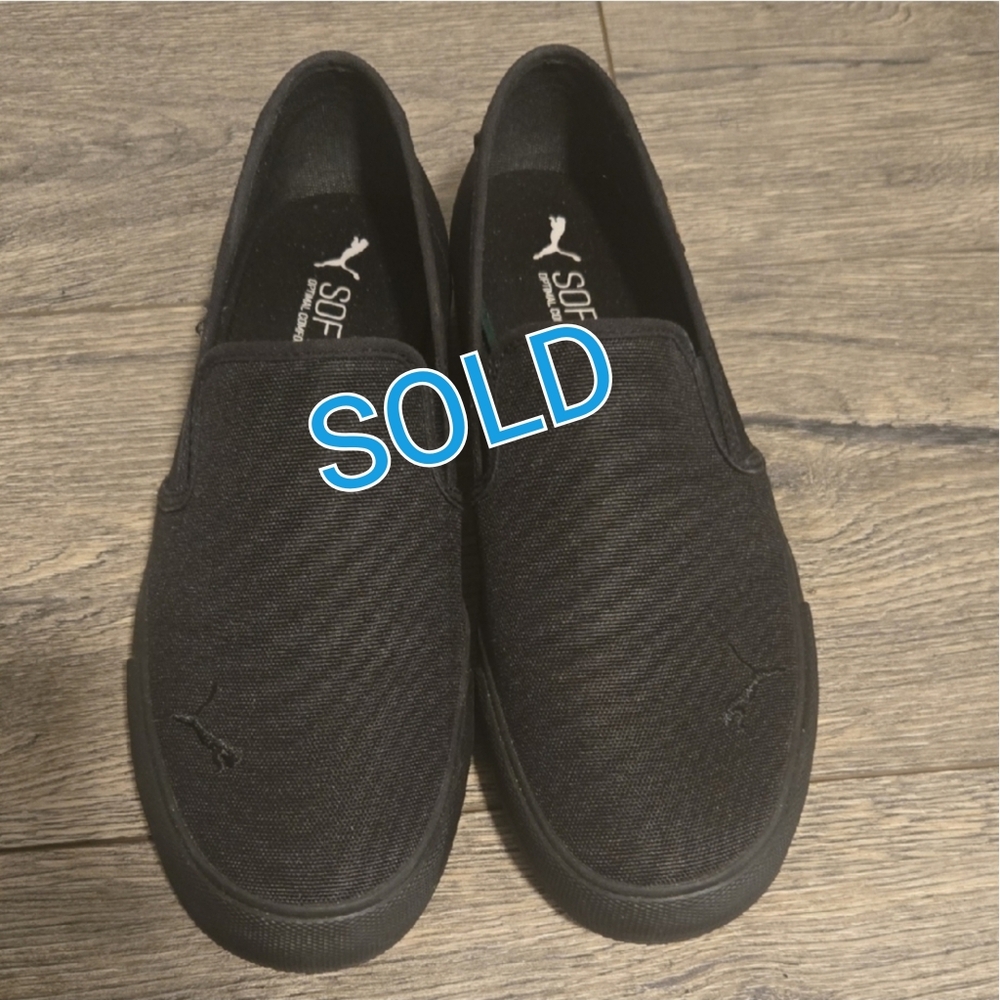 Puma Black Loafers Slip-Ons Casual Comfort